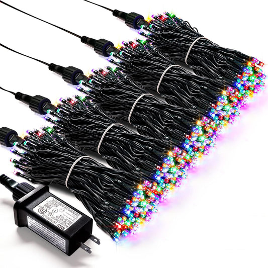 500 LED Christmas Lights Outdoor Waterproof, Multicolor Christmas Tree Lights Plug In, 8 Modes Twinkle Fairy String Lights for Indoor Xmas Wedding Party Garden Decoration